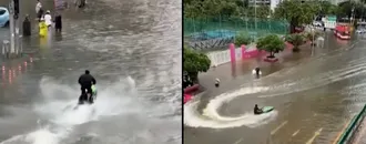 Cárcel para Este Tailandés por Usar Su Moto de Agua Durante las Graves Inundaciones en Bangkok