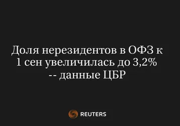 Доля Нерезидентов в ОФЗ к 1 Сен Увеличилась до 3,2% -- Данные ЦБР