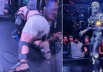 İnsan ve Robot Kafese Girdi: Tek Darbe Görüntüleri Viral Yaptı