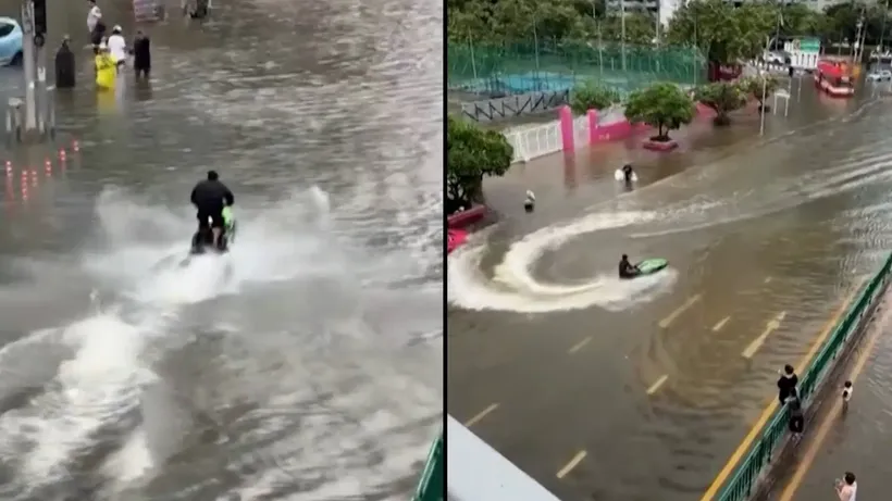 Cárcel para Este Tailandés por Usar Su Moto de Agua Durante las Graves Inundaciones en Bangkok