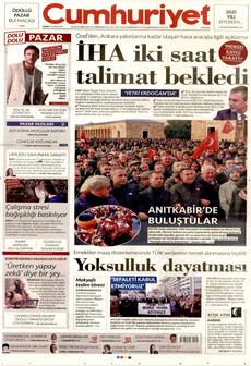 CUMHURİYET 28 Aralık 2025 gazete manşeti
