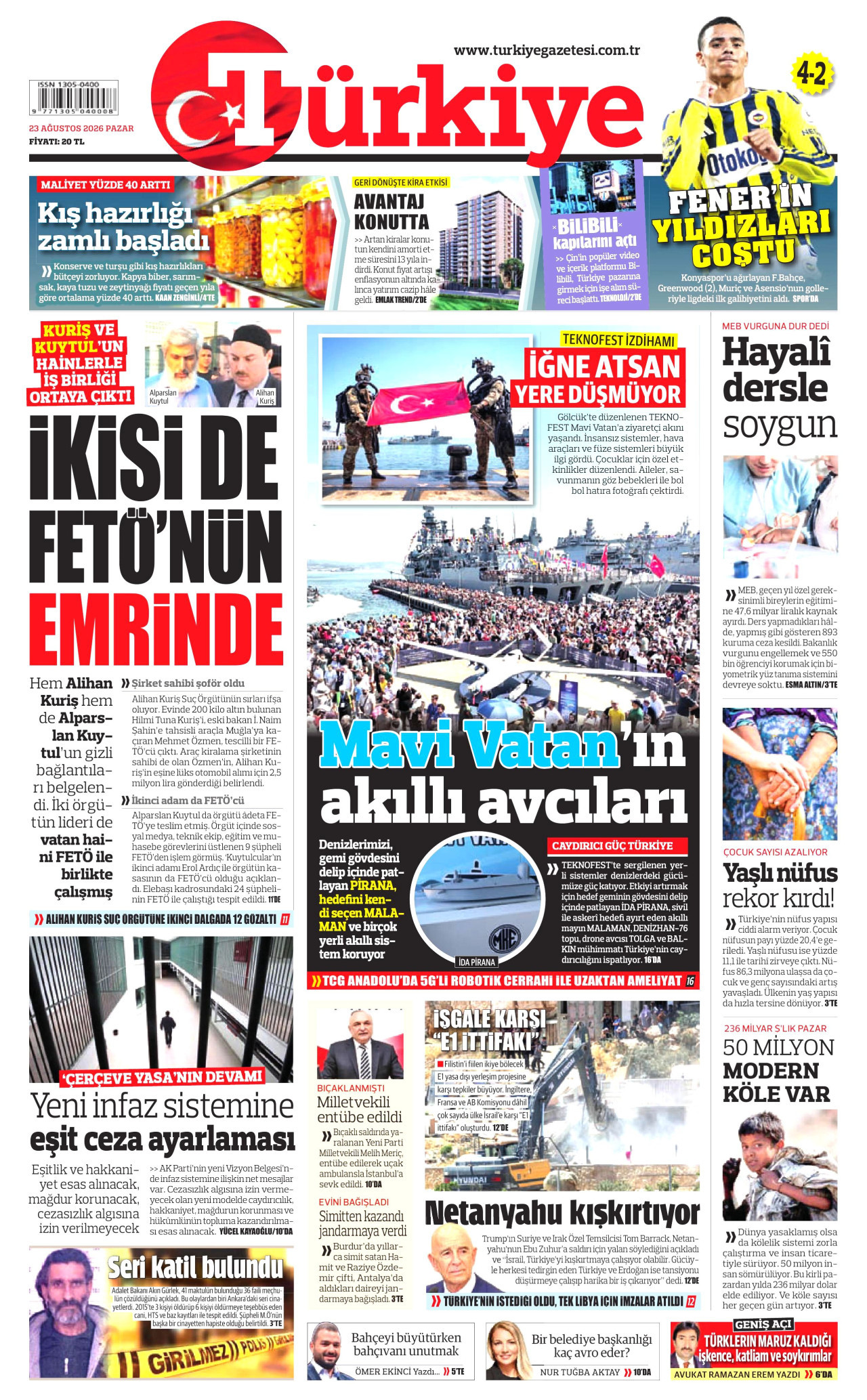 TÜRKİYE GAZETESİ 23 Ağustos 2026 Gazete Manşeti Büyük