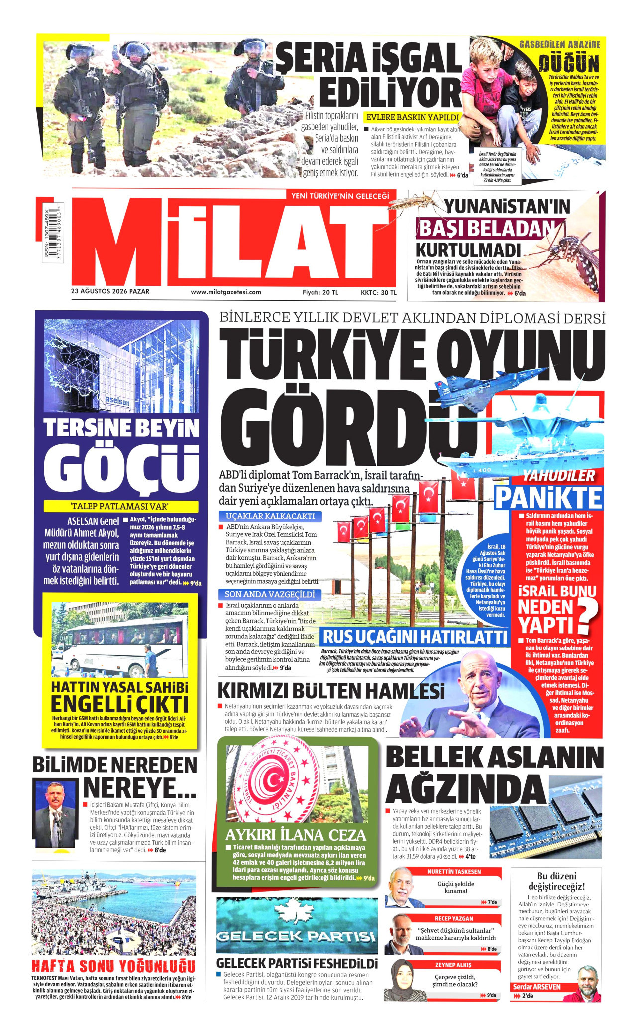 MİLAT 23 Ağustos 2026 Gazete Manşeti Büyük