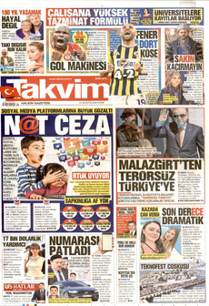 TAKVİM 23 Ağustos 2026 Gazete Manşeti Küçük