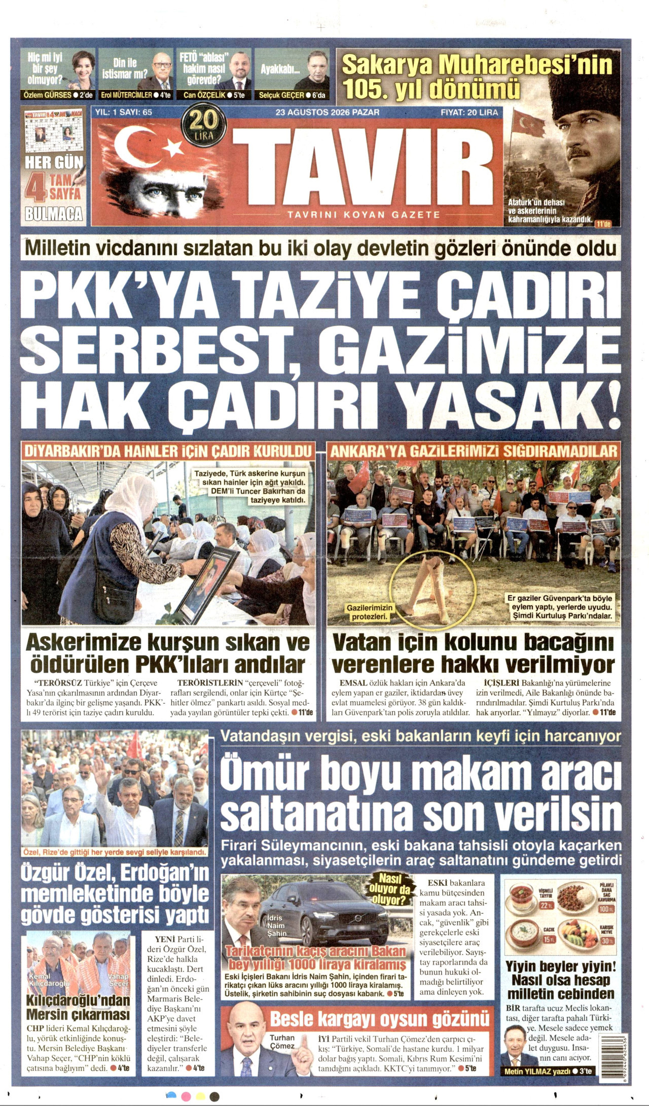 TAVIR GAZETESİ 23 Ağustos 2026 Gazete Manşeti Büyük