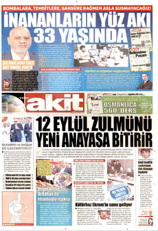 YENİ AKİT 12 Eylül 2026 Gazete Manşeti Küçük