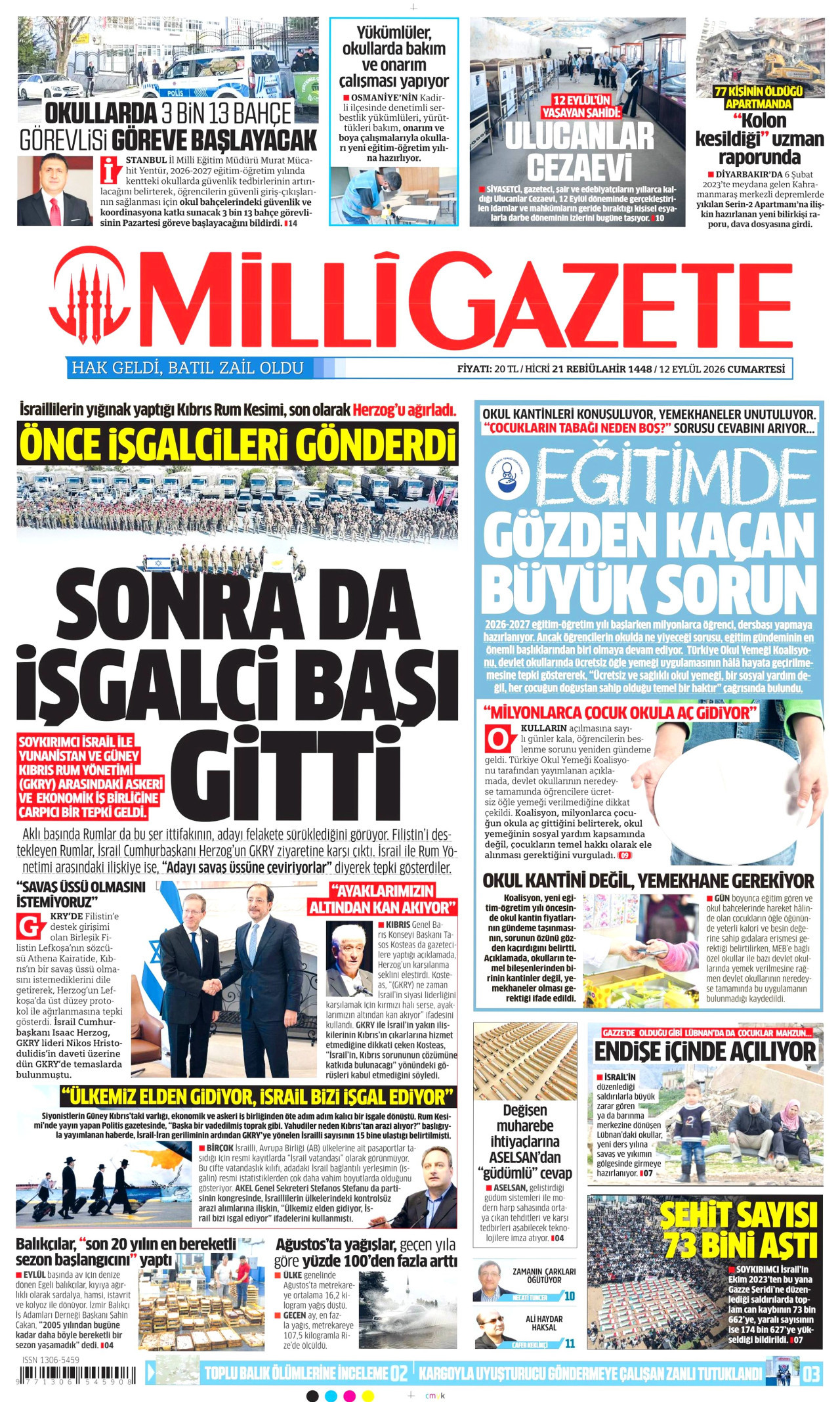 MİLLİ GAZETE 12 Eylül 2026 Gazete Manşeti Büyük