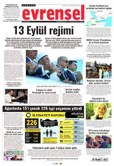EVRENSEL 12 Eylül 2026 Gazete Manşeti Küçük