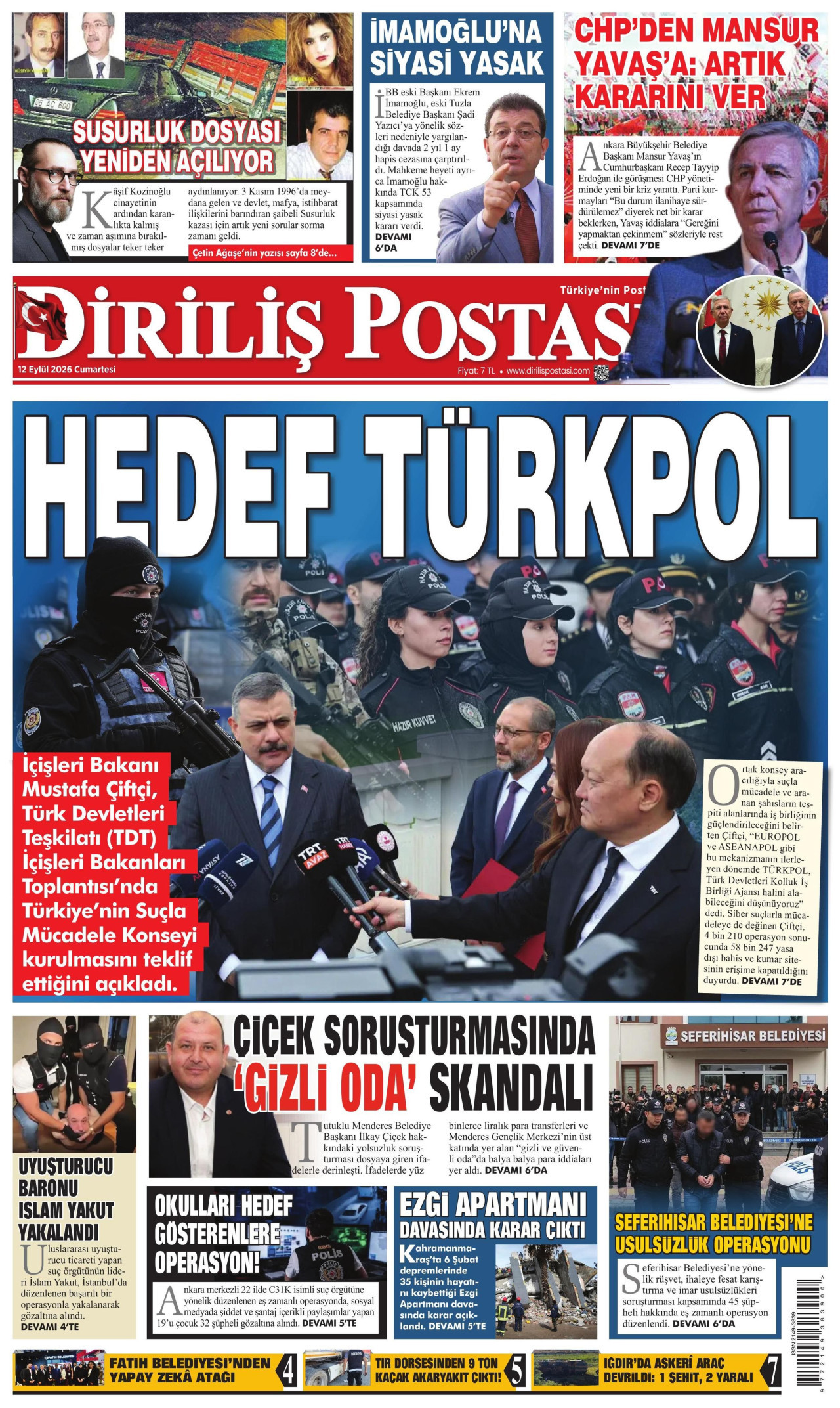 DİRİLİŞ POSTASI 12 Eylül 2026 Gazete Manşeti Büyük