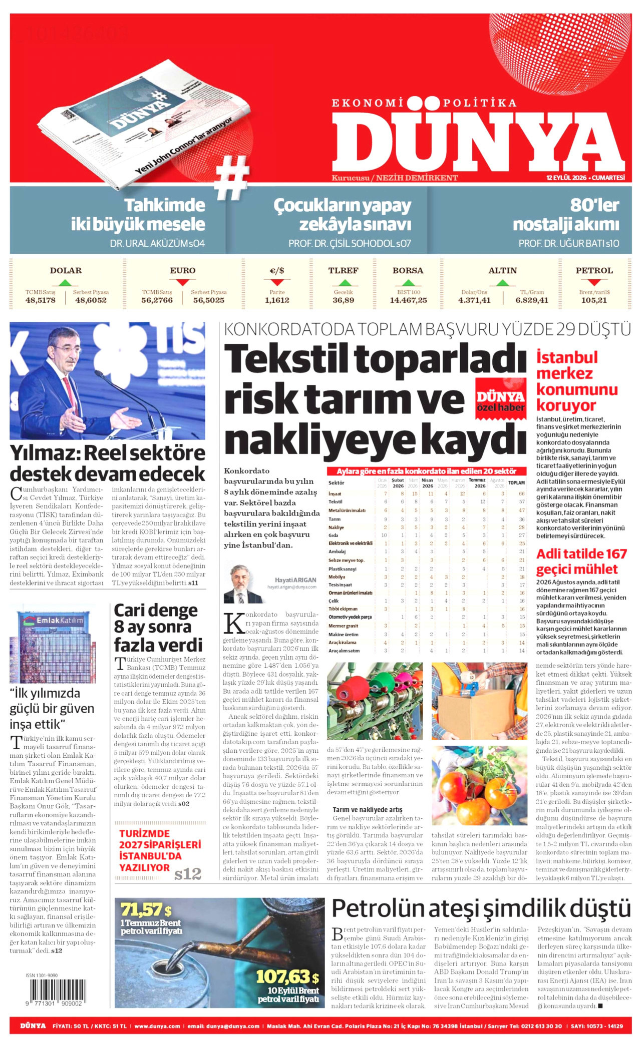 DÜNYA 12 Eylül 2026 Gazete Manşeti Büyük