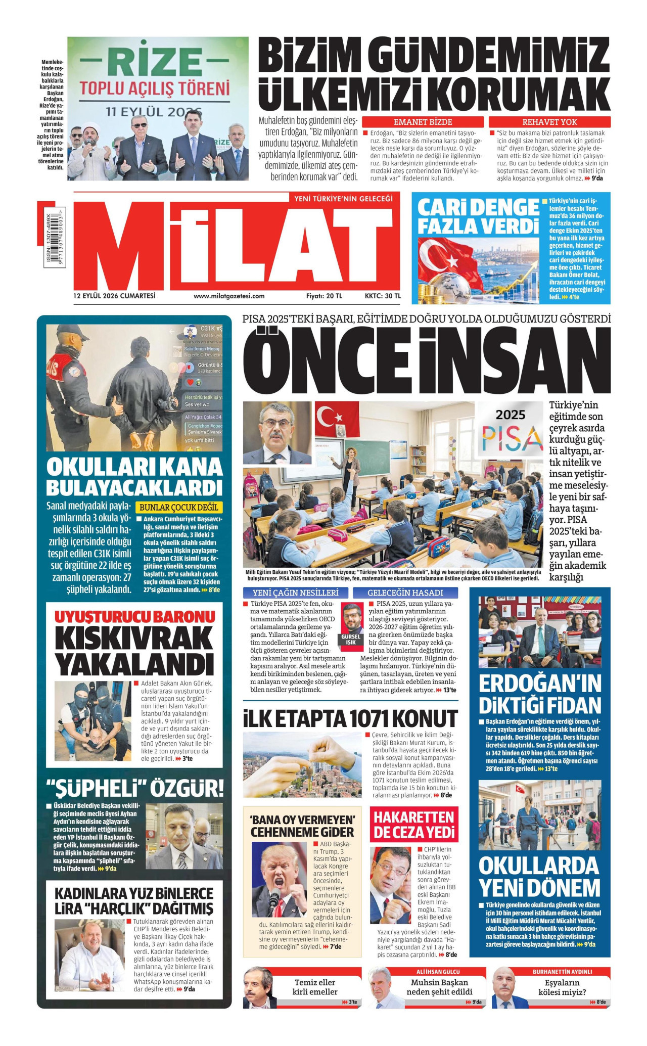 MİLAT 12 Eylül 2026 Gazete Manşeti Büyük