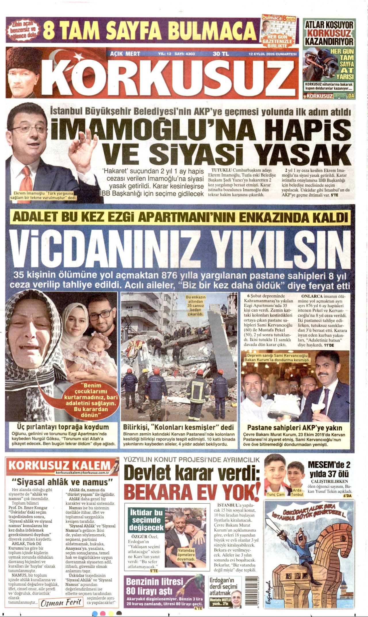 KORKUSUZ 12 Eylül 2026 Gazete Manşeti Büyük