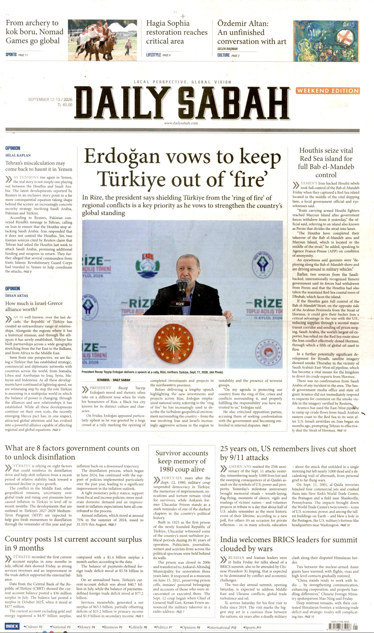 DAİLY SABAH 12 Eylül 2026 Gazete Manşeti Büyük