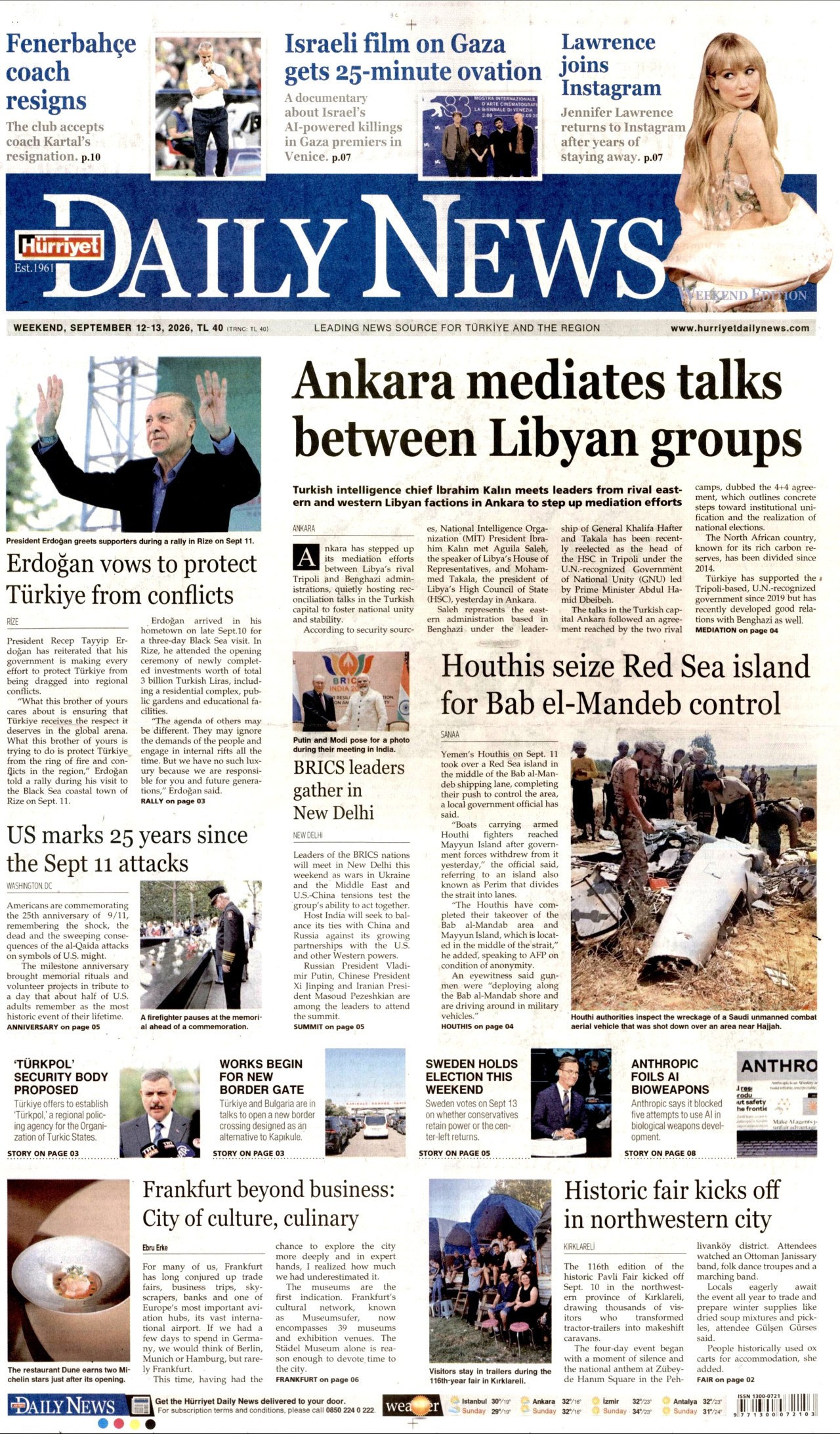 HÜRRİYET DAİLY NEWS 12 Eylül 2026 Gazete Manşeti Büyük