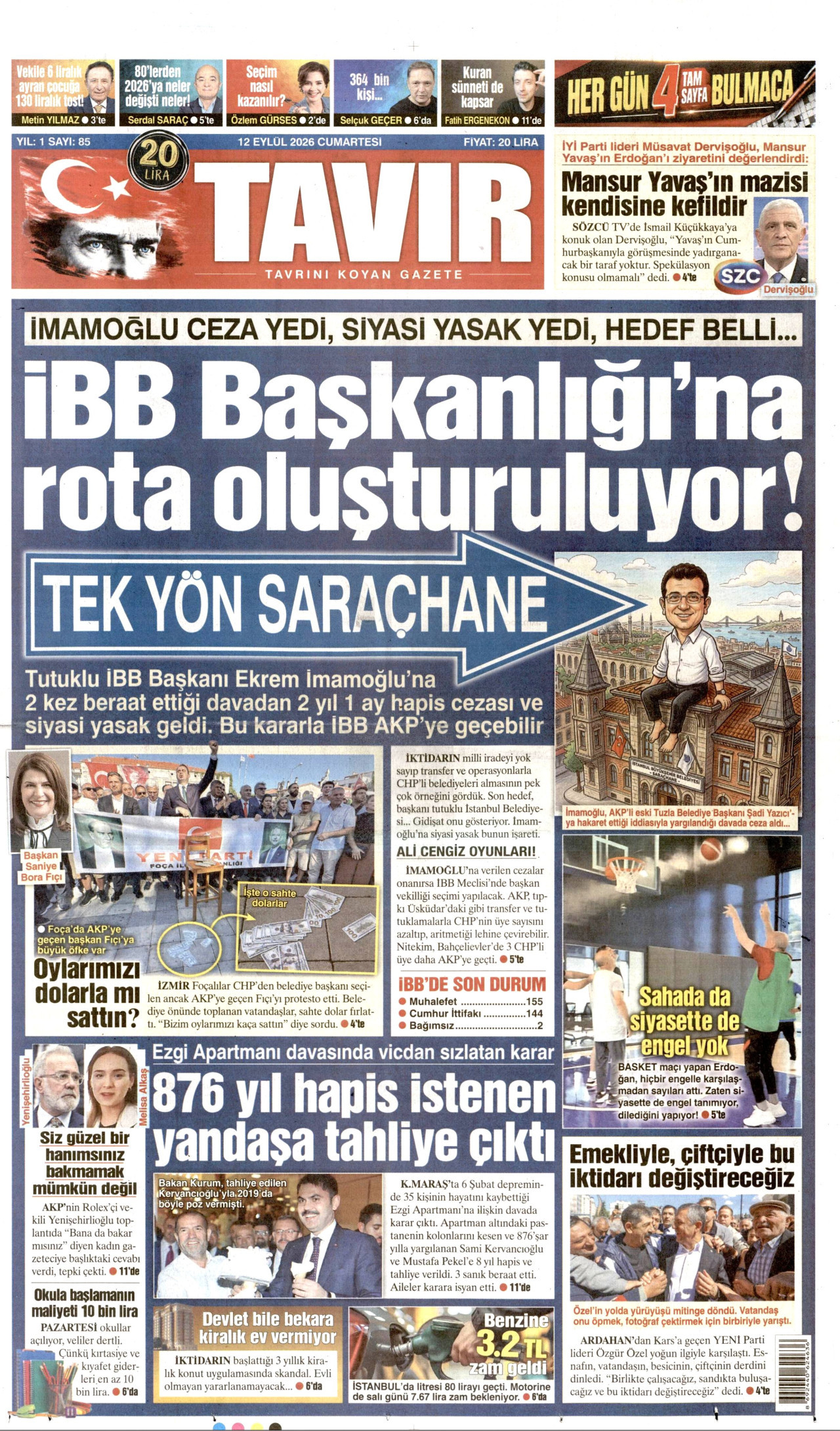 TAVIR GAZETESİ 12 Eylül 2026 Gazete Manşeti Büyük