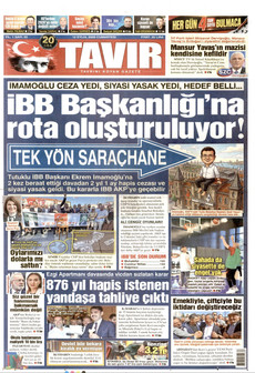 TAVIR GAZETESİ 12 Eylül 2026 Gazete Manşeti Küçük