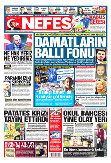 NEFES 29 Eylül 2026 gazete manşeti
