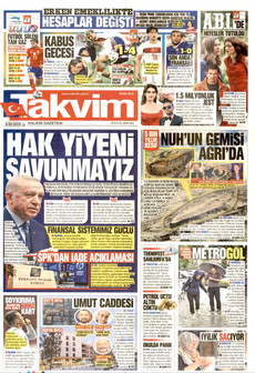 TAKVİM 29 Eylül 2026 gazete manşeti
